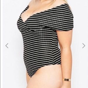 Asos striped Bardot bodysuit